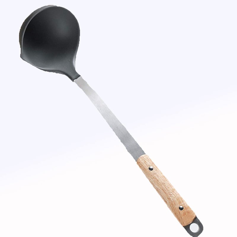 SIYANSHU Stainless Steel Ladle NonStick Silicone Wok Ladle with HeatResistant Wood Handle CorrosionResistant Durable Wok Utensils Kitchen Pack of1 Ladle - Image 1