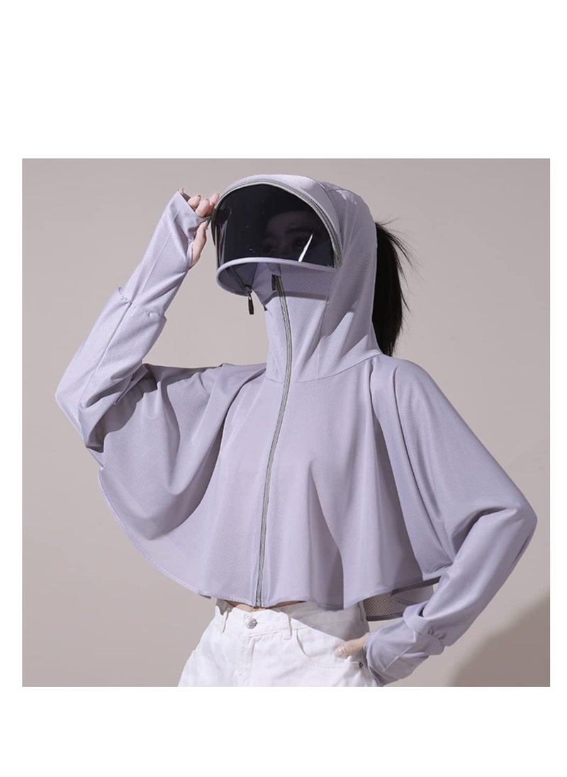 SYOSI - Women's UPF 50+ Sun Protection Hoodie Jacket Lightweight Long Sleeve Sun Shirt for Women with Pocket Hiking Outdoor, Ice Silk Quick Drying Sweatshirt - Image 1