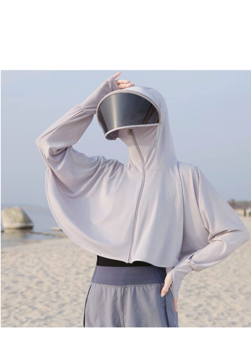 SYOSI - Women's UPF 50+ Sun Protection Hoodie Jacket Lightweight Long Sleeve Sun Shirt for Women with Pocket Hiking Outdoor, Ice Silk Quick Drying Sweatshirt - Image 1