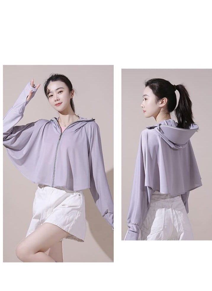 SYOSI - Women's UPF 50+ Sun Protection Hoodie Jacket Lightweight Long Sleeve Sun Shirt for Women with Pocket Hiking Outdoor, Ice Silk Quick Drying Sweatshirt - Image 1