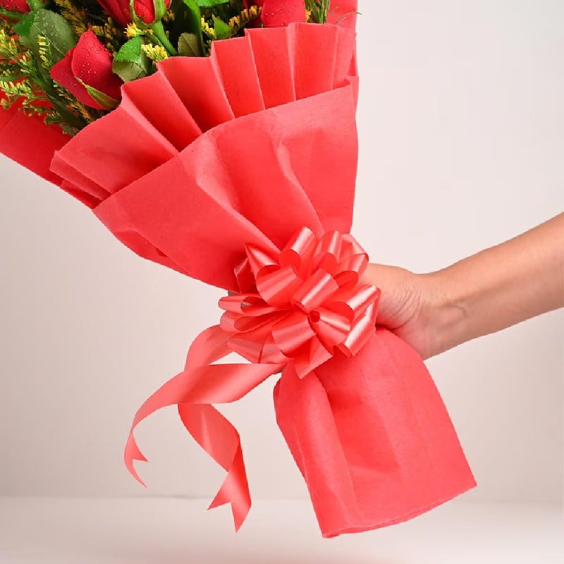 Floweraura FlowerAura Fresh Live Flower Bouquet of 6 Red Roses Flowers In Designer Paper For Birthday Gift Anniversary Gift Wedding Gift Congratulations Gift Gift For Special Occasions Same Day Delivery  - Image 3