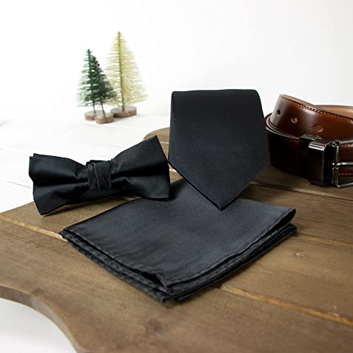 Spring Notion Men's Solid Color Satin Microfiber Bow Tie Black - Image 5