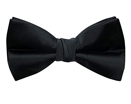 Spring Notion Men's Solid Color Satin Microfiber Bow Tie Black - Image 2