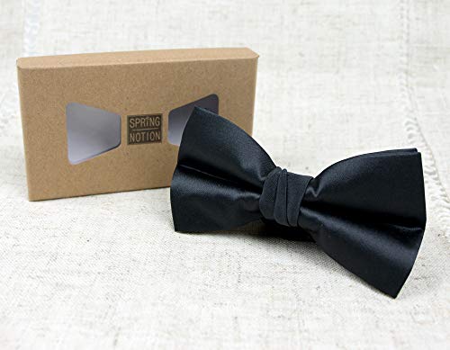 Spring Notion Men's Solid Color Satin Microfiber Bow Tie Black - Image 4
