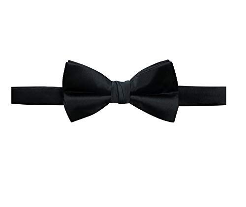 Spring Notion Men's Solid Color Satin Microfiber Bow Tie Black - Image 1