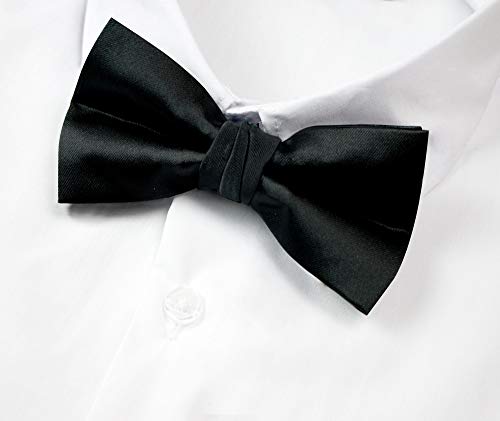 Spring Notion Men's Solid Color Satin Microfiber Bow Tie Black - Image 3