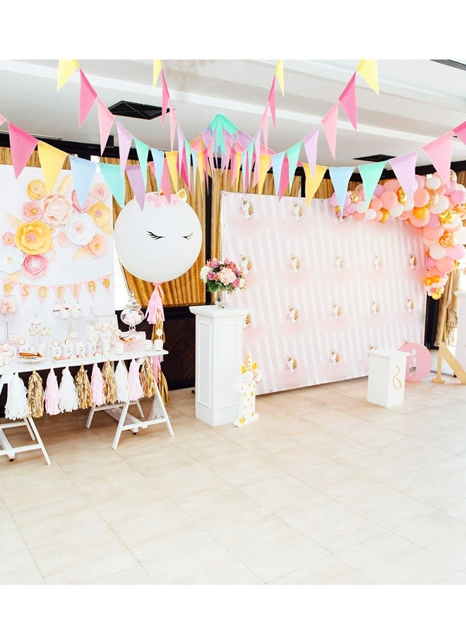 48 قطعة من أعلام الرايات الملونة، لافتة من الخيش المقلد، لافتة مثلثة الشكل، مناسبة للفصول الدراسية وأعياد الميلاد والكرنفال وحفلات الزفاف وديكور المهرجانات - Image 5