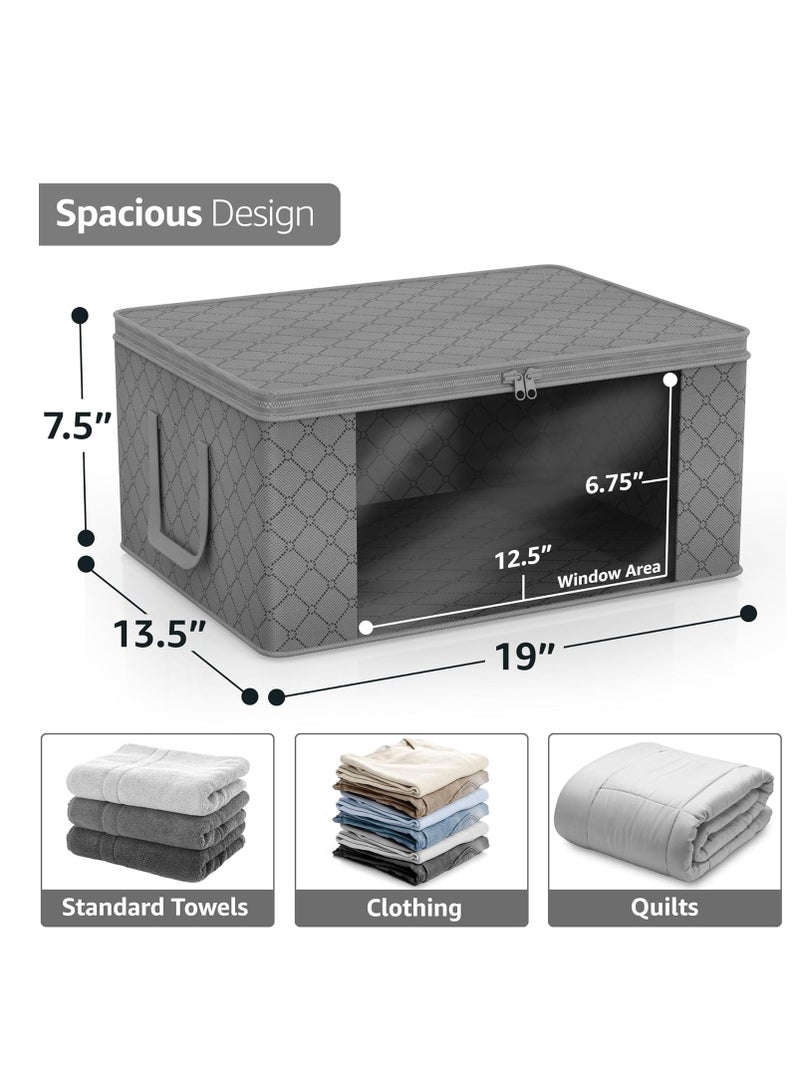 Bukela Clothes Storage Bags - Foldable Blanket Storage Bins for Organizing Bedroom, Closet, Clothing, Comforter, Organization with Clear Window, Lids and Carry Handles - Set of 3 - Image 4
