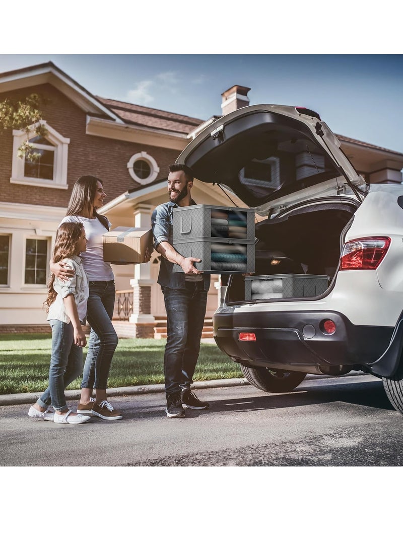 Bukela Clothes Storage Bags - Foldable Blanket Storage Bins for Organizing Bedroom, Closet, Clothing, Comforter, Organization with Clear Window, Lids and Carry Handles - Set of 3 - Image 5