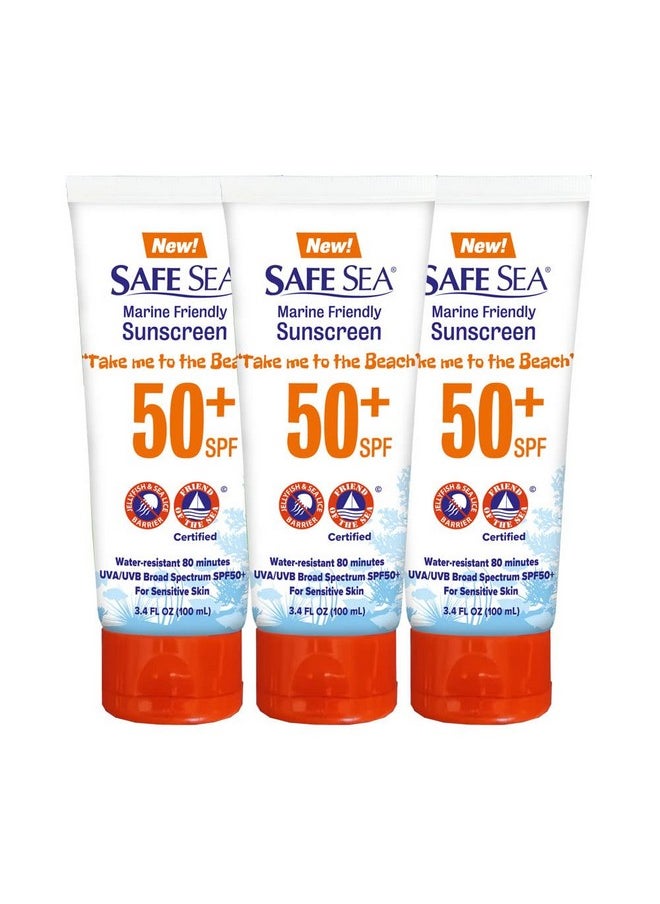 safe sea - Antijellyfish Sting Protective Lotion Sunscreen Sunblock Sea Lice Jelly Fish 50Spf Adults (Tube 3.4 Oz 3 Pack) - Image 1