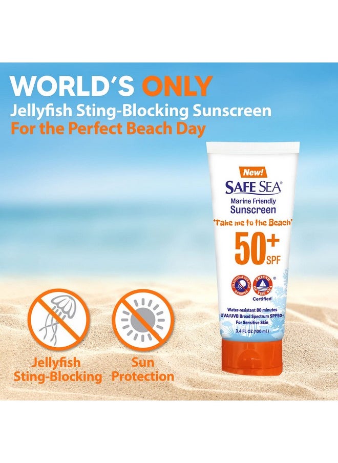 safe sea - Antijellyfish Sting Protective Lotion Sunscreen Sunblock Sea Lice Jelly Fish 50Spf Adults (Tube 3.4 Oz 3 Pack) - Image 1
