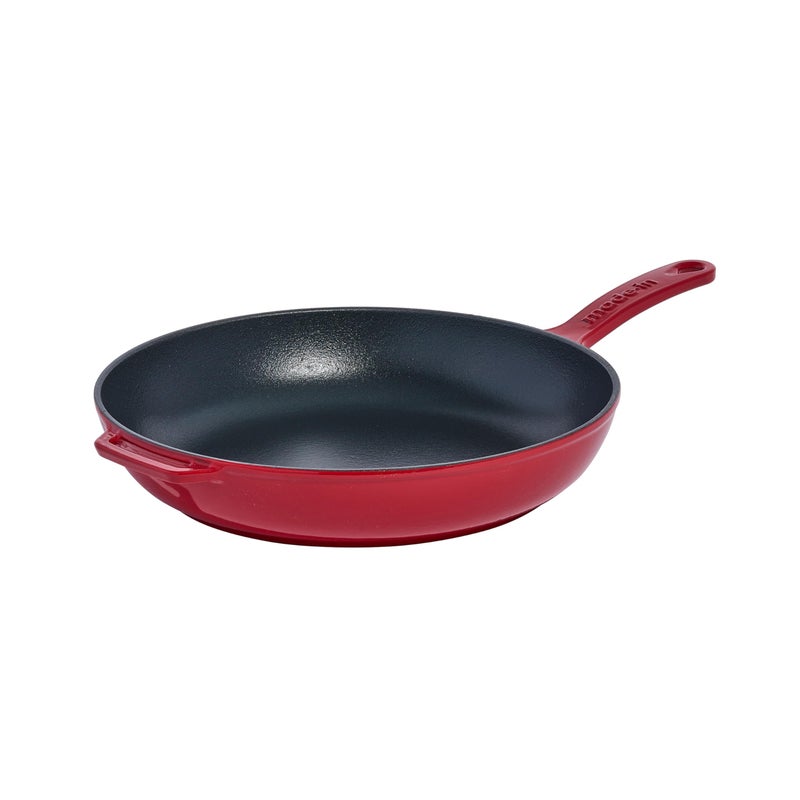 Made In Made In Cookware  Enameled Cast Iron Skillet  Red  Exceptional Heat Retention  Durability  Professional Cookware  Crafted in France  Induction Compatible 