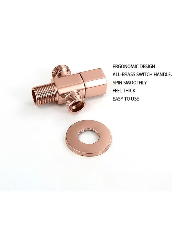 Angle Stop Valve, Brass Shut Off Switch, Square Rose Gold Water Control for Bathroom Toilet Bidet Shower  - Image 4