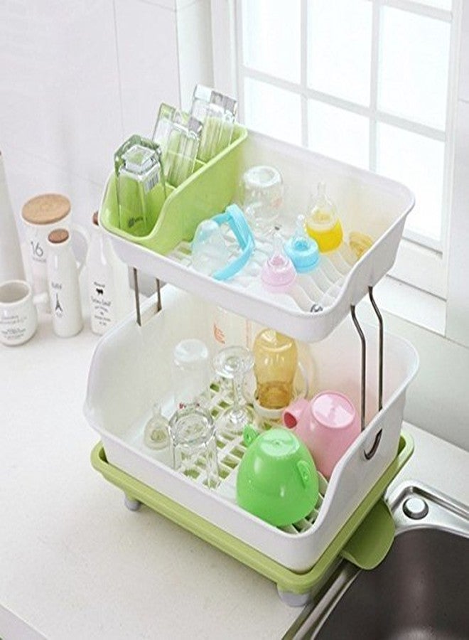 Baboies Kitchen Dish Drainer Rack Plastic 2 Layer Kitchen Organizer Sink Dish Cutlery Drying Organizer - Image 3