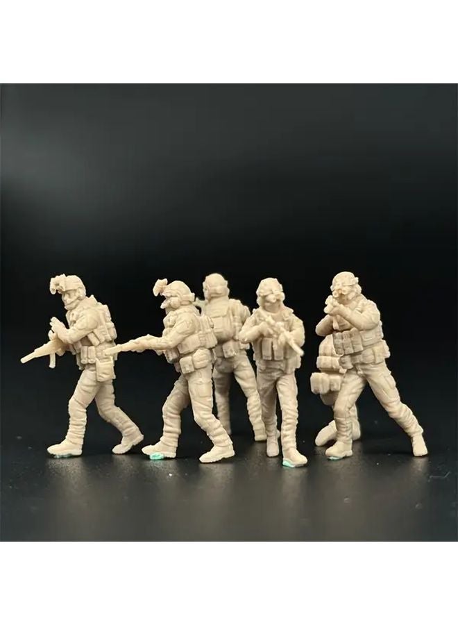 1 72 Scale Resin Military Model Nighttime Elite Action Squad 6 Unpainted Figures - Image 2