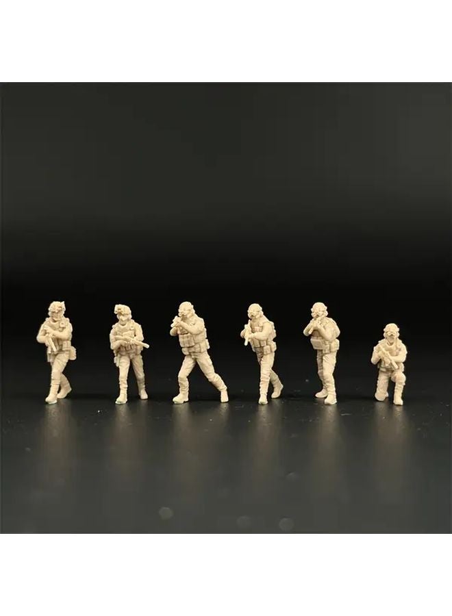 1 72 Scale Resin Military Model Nighttime Elite Action Squad 6 Unpainted Figures - Image 1