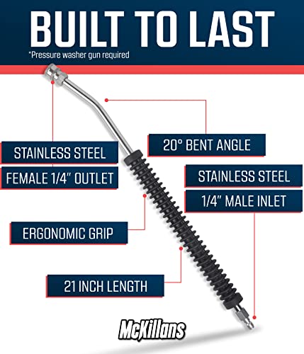 McKillans® Car Pressure Washer Extension Wand - Power Washer Wand Extension for Car Wash - Short Pressure Washer Wand Replacement - Pressure Washer Accessories & Attachments - 1/4” Quick Connect Plug - Image 3