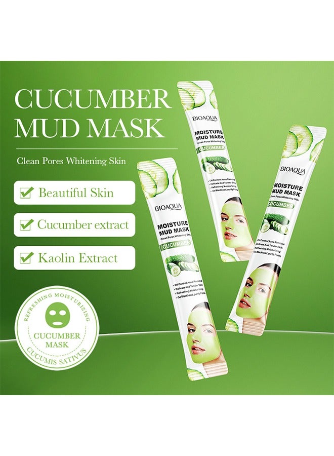 بيو أكوا قناع الطين للترطيب - قناع طين الوجه المرطب بالخيار تنظيف المسام للتحكم في الزيت بشرة الوجه المنعشة 8 جم × 10 قطع - Image 3