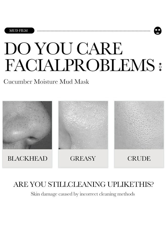 بيو أكوا قناع الطين للترطيب - قناع طين الوجه المرطب بالخيار تنظيف المسام للتحكم في الزيت بشرة الوجه المنعشة 8 جم × 10 قطع - Image 5
