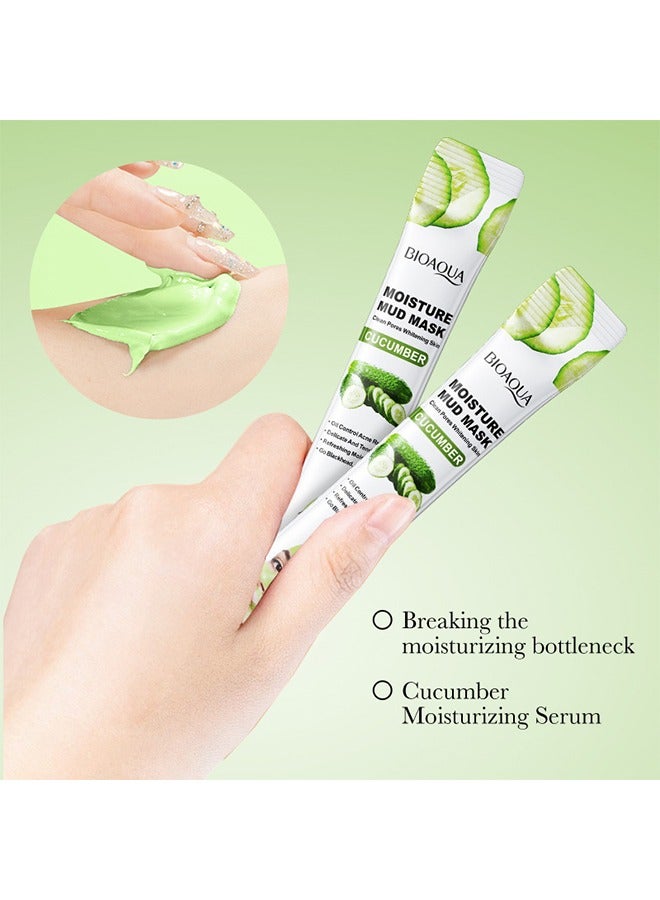 بيو أكوا قناع الطين للترطيب - قناع طين الوجه المرطب بالخيار تنظيف المسام للتحكم في الزيت بشرة الوجه المنعشة 8 جم × 10 قطع - Image 4