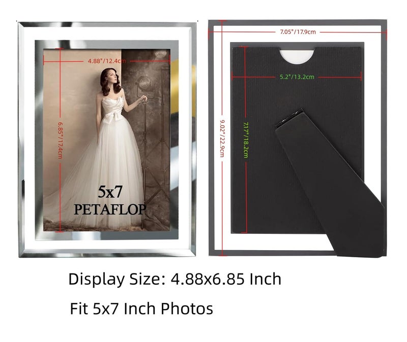 PETAFLOP 5x7 Picture Frames Perfect for Family Office Table Decorations, Set of 2 clear - Image 3