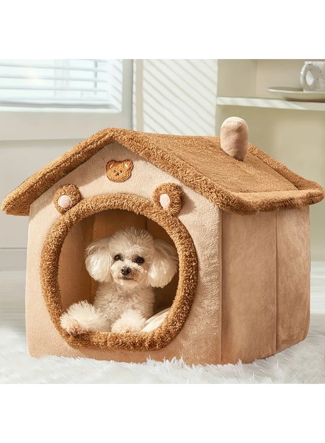 كوخ قطط صغير ودافئ ومريح سرير ناعم دافئ قابل للغسل بيت الحيوانات الأليفة للقطط والكلاب الصغيرة - Image 5