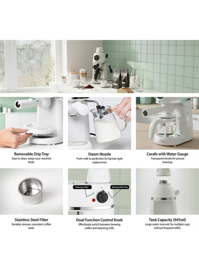 ساتشي ماكينة صنع قهوة بضغط يصل إلى 3.5 بار 240 ml 800 W NL-COF-7047-WH أبيض - Image 3