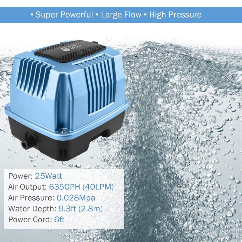 AquaMiracle AquaMiracle Linear Air Pump AP40 for Pond Aeration, Septic Air Pump, Hydroponic Air Pump, Pond Air Pump, 635GPH 0.028MPa, for Pond, Waste Treatment, Aquarium, Fish Farm, Seafood Restaurant  - Image 2