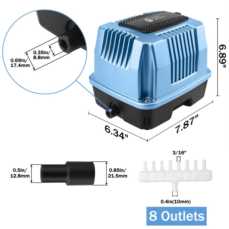 AquaMiracle AquaMiracle Linear Air Pump AP40 for Pond Aeration, Septic Air Pump, Hydroponic Air Pump, Pond Air Pump, 635GPH 0.028MPa, for Pond, Waste Treatment, Aquarium, Fish Farm, Seafood Restaurant  - Image 4
