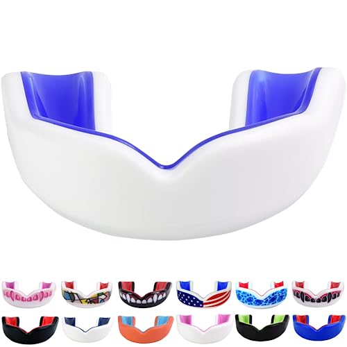Oral Mart White/Blue Youth Mouth Guard for Kids - Youth Mouthguard for Karate, Flag Football, Martial Arts, Taekwondo, Boxing, Football, Rugby, BJJ, Muay Thai, Soccer, Hockey - Image 1