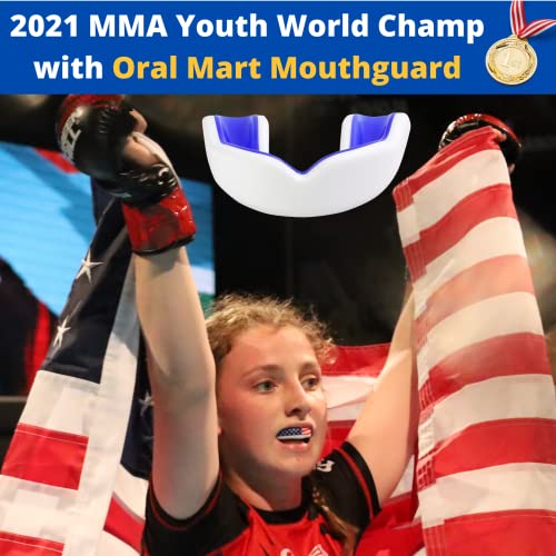 Oral Mart White/Blue Youth Mouth Guard for Kids - Youth Mouthguard for Karate, Flag Football, Martial Arts, Taekwondo, Boxing, Football, Rugby, BJJ, Muay Thai, Soccer, Hockey - Image 2