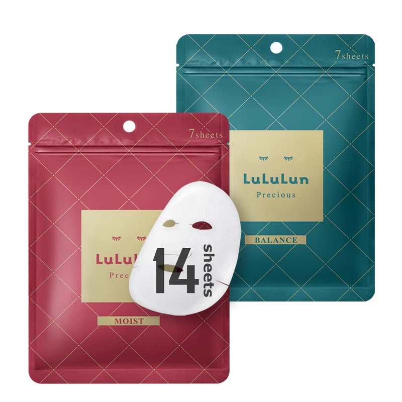 Lululun 14 Sheet Organic Facial Mask Sheet for Women  Men Anti Aging Face Masks for Daily Moisturizing and Balancing Japanese Daily Face Mask Skincare Collagen face mask with Ceramides and Peptide