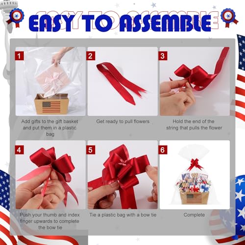 Funnymoom 12 Pcs Brown Empty Gift Baskets Bulk with Cellophane Bag & Pull Bow Wedding Gift Wrapping Basket for Spring Teacher Mother's Day Birthday Party Favor Supplies, 9.8x6.5'' - Image 4