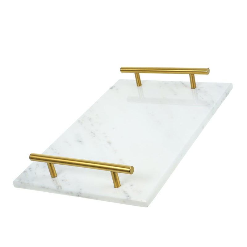 Marble Serving Tray With Handles For Snacks Compact Storage Dried Fruit Platter - Image 2