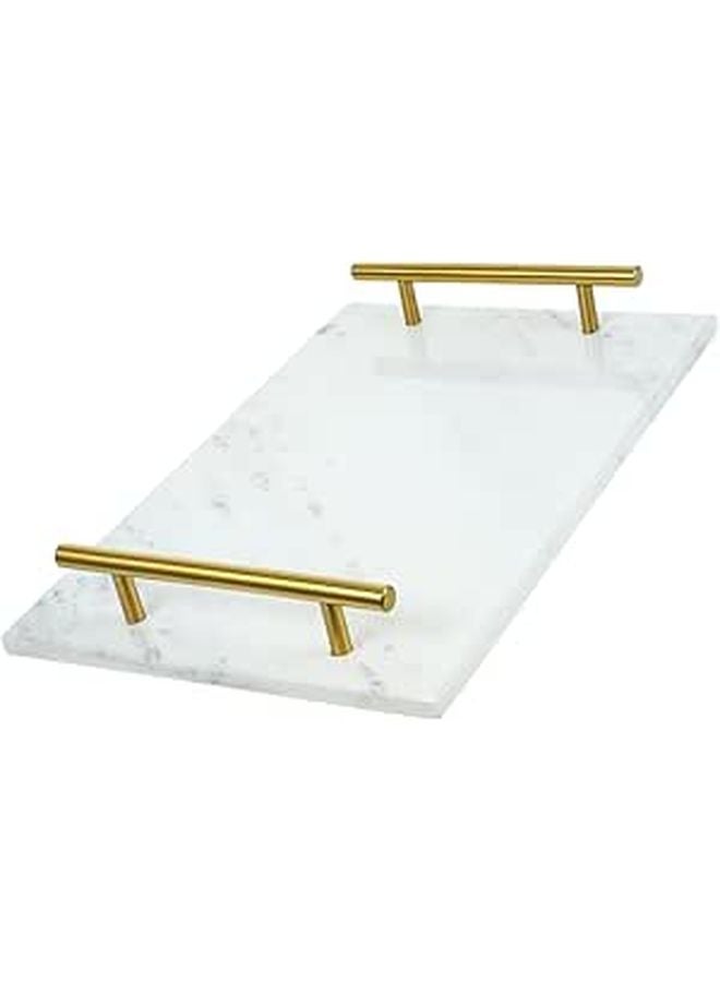 Marble Serving Tray With Handles For Snacks Compact Storage Dried Fruit Platter - Image 1