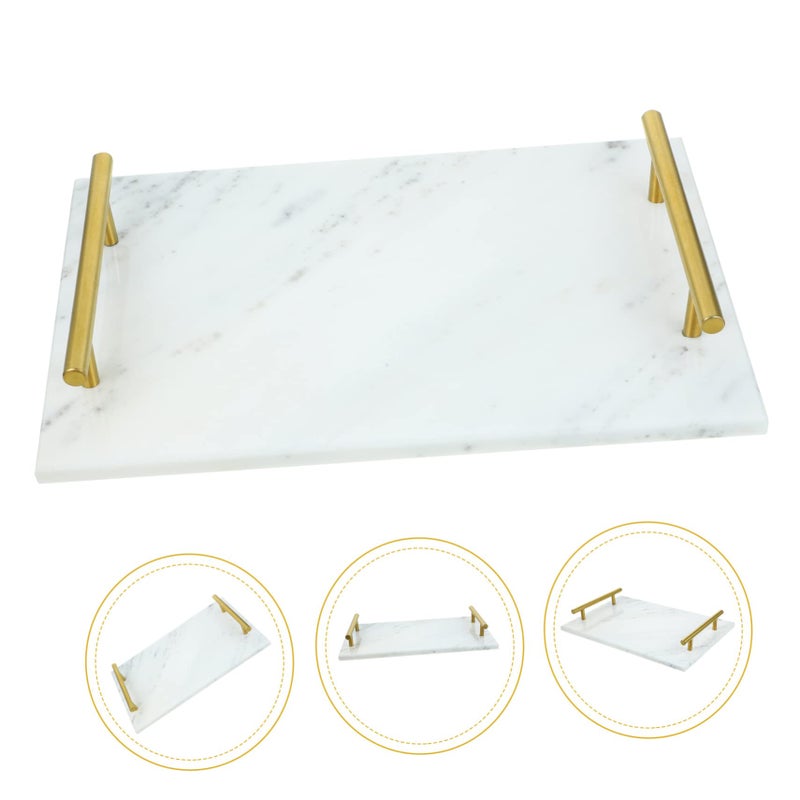 Marble Serving Tray With Handles For Snacks Compact Storage Dried Fruit Platter - Image 5