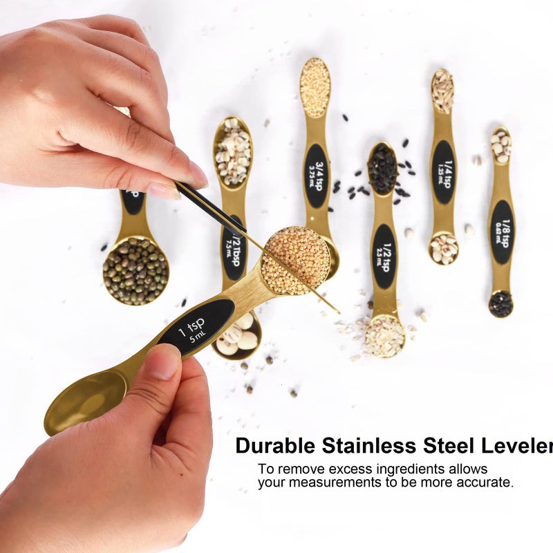 BIDFUL Magnetic Measuring Spoons Set Stainless Steel with Leveler, Stackable Metal Tablespoon Measure Spoon for Baking, Measuring Cups and Spoon Set Kitchen Gadgets Apartment Essentials Fits in Spice Jars - Image 4