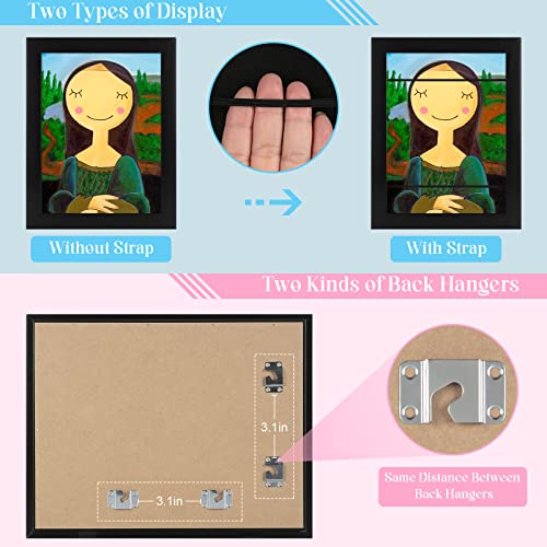 GULETHUN [2-Pack] Kids Frames, 8.5x11 Front Opening Kids Artwork Frames Changeable, Black Artwork Display Storage Frame for Wall, Holds 50 Pcs, for 3D Picture, Crafts, Children Drawing, Hanging Art, Portfolio - Image 4