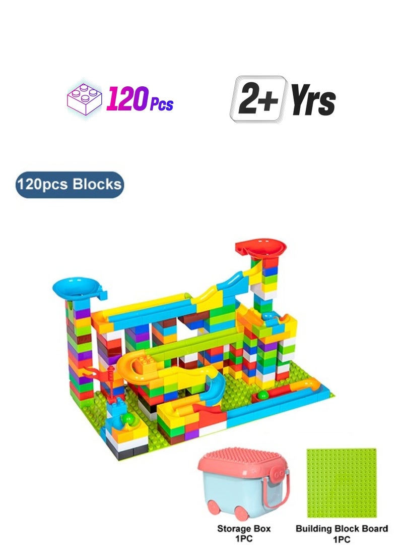 JSAITOYS 120pcs Plastic Blocks Toys With Racing Theme Building Block Track Toy  - Image 1
