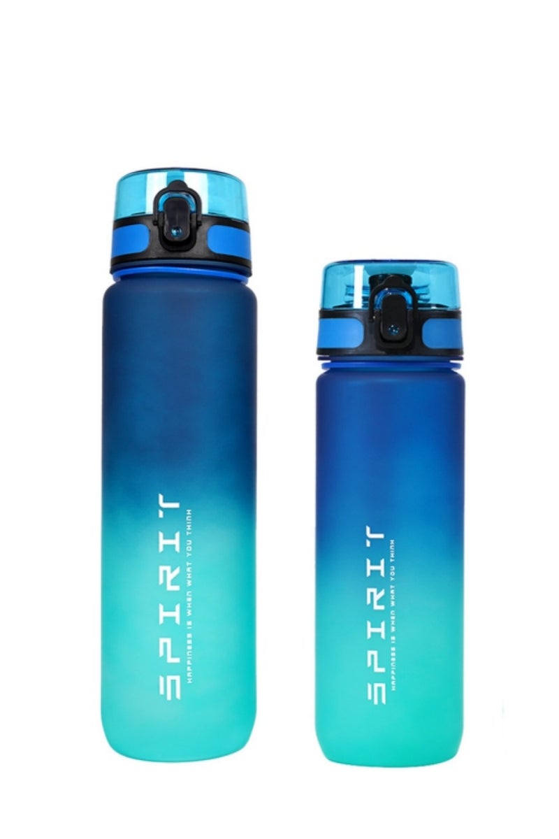 سبيريت زجاجة ماء رياضية من قطعتين مع مؤشر الوقت خالية من مادة BPA ومضادة للتسرب، قابلة لإعادة الاستخدام وقابلة للحمل، إبريق شرب لللياقة البدنية والرياضة، سعة 1 لتر للرجال والنساء والأطفال والطلاب، مناسبة للتخييم والمكتب والمدرسة والصالة الرياضية، 1000 مل و750 مل - Image 2