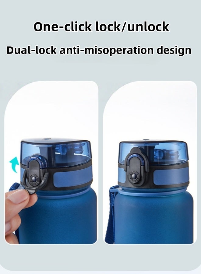 سبيريت زجاجة ماء رياضية من قطعتين مع مؤشر الوقت خالية من مادة BPA ومضادة للتسرب، قابلة لإعادة الاستخدام وقابلة للحمل، إبريق شرب لللياقة البدنية والرياضة، سعة 1 لتر للرجال والنساء والأطفال والطلاب، مناسبة للتخييم والمكتب والمدرسة والصالة الرياضية، 1000 مل و750 مل - Image 5