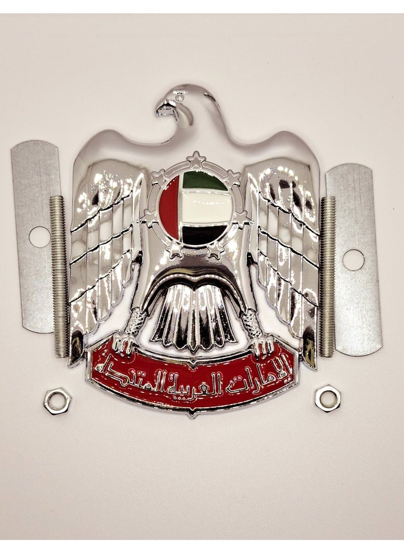 HERIOS UAE Eagle Logo Car Emblem, Silver Colour  - Image 2
