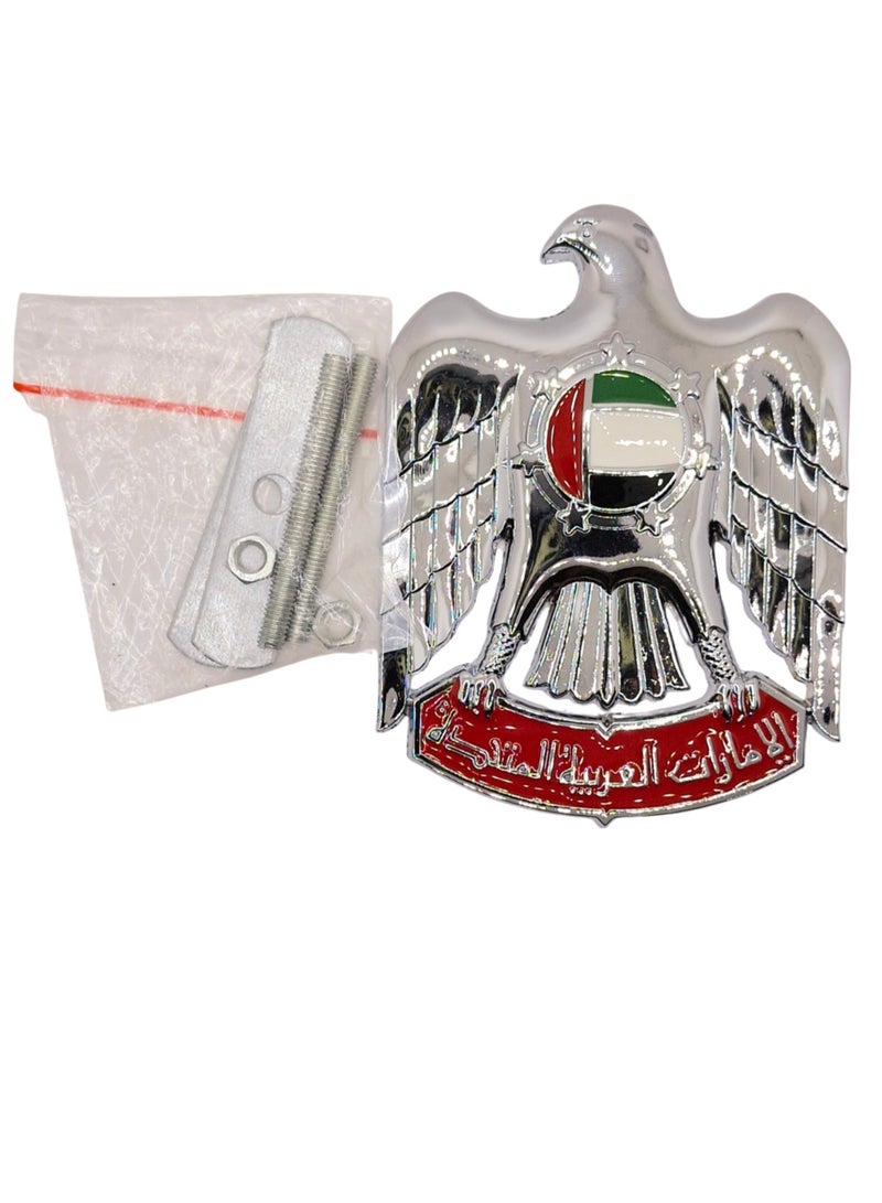 HERIOS UAE Eagle Logo Car Emblem, Silver Colour - Image 4