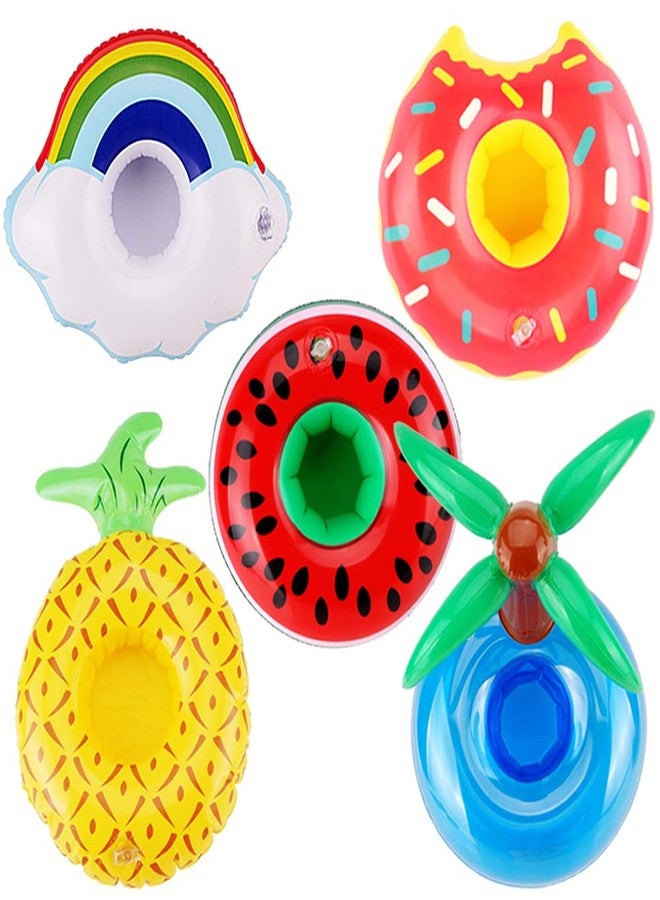 E-TING 5PCS Swim Ring Fun Swimming Pool Float Raft Lilo Lifebuoy for 11.5 inch Dolls Inflatable Floating Drink Holders - Image 2