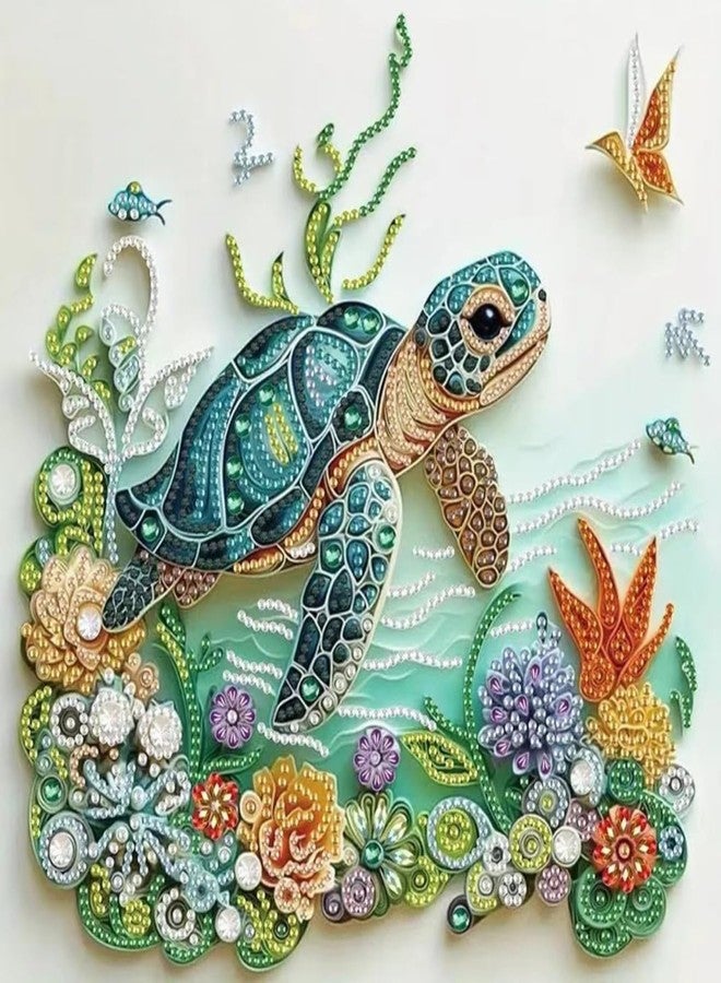 Flavizo Diamond Painting Kit for Adults, Sea Turtle DIY Craft with Drill Rhinestones Canvas, Creative Diamonds Artwork, Handmade Decoration Sparkling Home Wall Display (30cm X 30cm) - Image 1