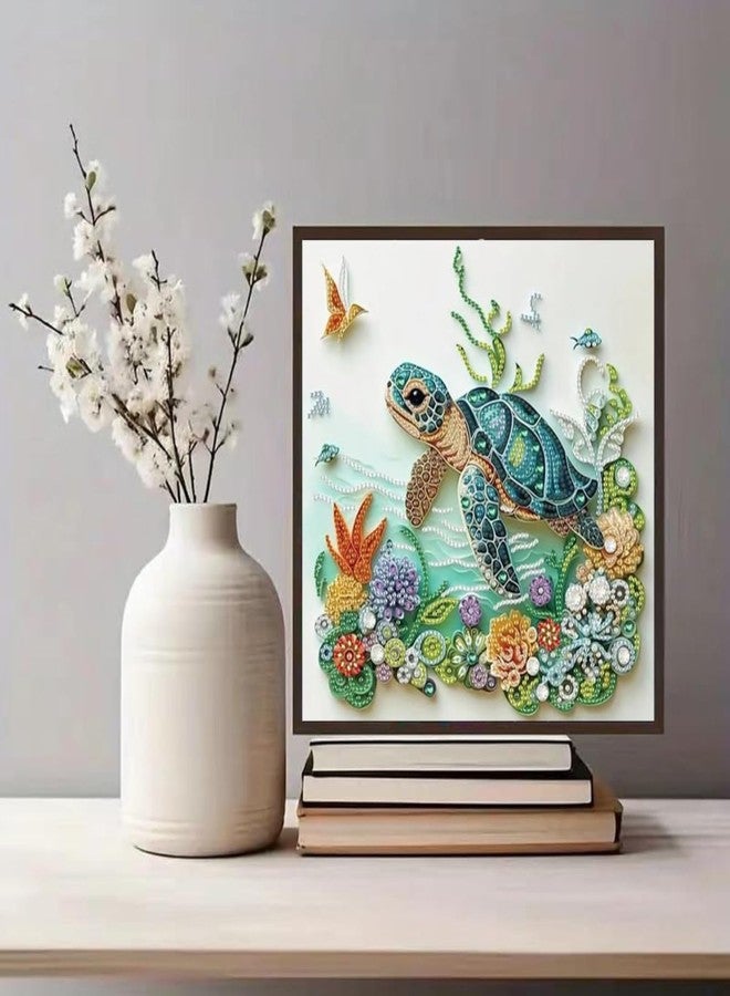 Flavizo Diamond Painting Kit for Adults, Sea Turtle DIY Craft with Drill Rhinestones Canvas, Creative Diamonds Artwork, Handmade Decoration Sparkling Home Wall Display (30cm X 30cm) - Image 5