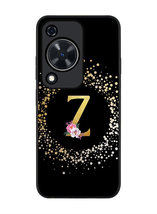 Stylizedd Rugged Black edge case for Huawei nova Y72 / Huawei Enjoy 70 4G,Slim fit Cover Custom Monogram Initial Letter Floral Pattern Alphabet - Z (Black) - Image 1