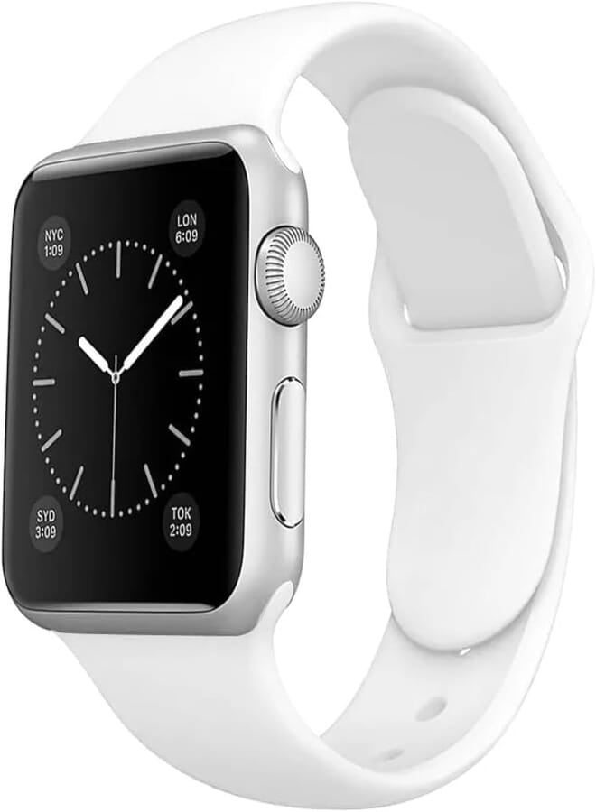 IZONE Silicone Strap Band for Apple Watch Series 2,3,4,5,6,7,SE,8,Ultra (42mm/44mm/45mm/49mm, White)