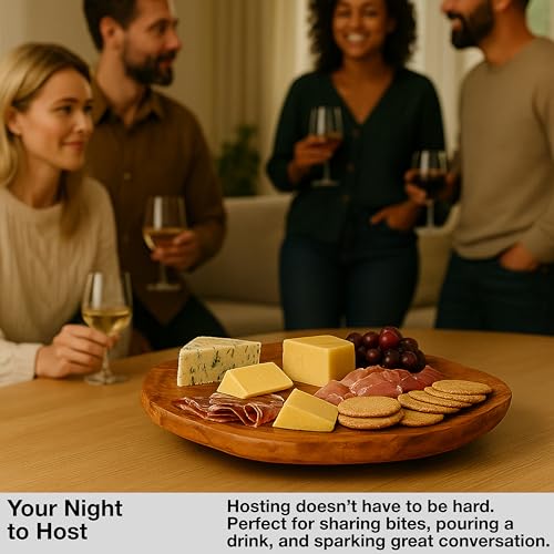 Driini Premium Handmade Root Wood Lazy Susan Turntable Organizer - Rustic Wooden Serving Platter Cheese Board (12") - Image 2