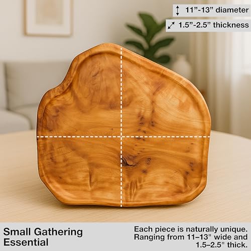 Driini Premium Handmade Root Wood Lazy Susan Turntable Organizer - Rustic Wooden Serving Platter Cheese Board (12") - Image 3